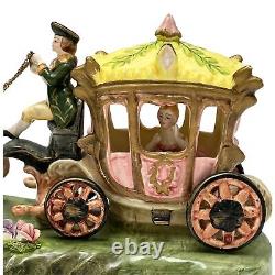 Capodimonte Cinderella Pink Coach and Horses Vintage 60s Large 14 in Porcelain