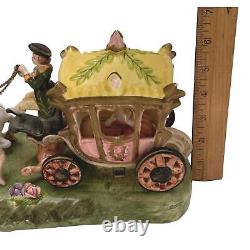 Capodimonte Cinderella Pink Coach and Horses Vintage 60s Large 14 in Porcelain