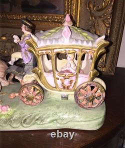 Capodimonte Cinderella's Horse Drawn Carriage Porcelain Figurine Vtg Minte 17