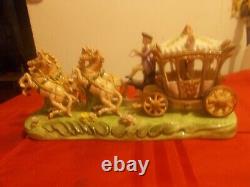 Capodimonte Horse Drawn Cinderella Carriage Painted Porcelain Italy