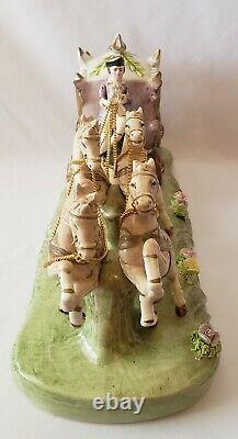 Capodimonte Horse Drawn Cinderella Princess Carriage Painted Porcelain ITALY