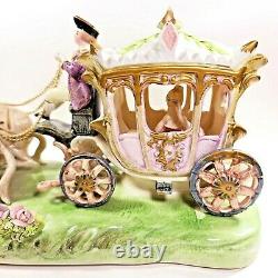 Capodimonte Horse Drawn Cinderella Princess Carriage Painted Porcelain Italy