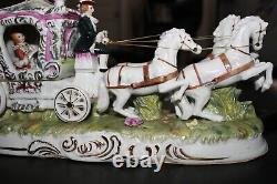 Capodimonte Italian Porcelain Carriage Princess 4 Horse Signed Pacelli