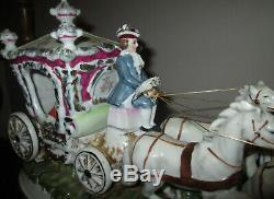 Capodimonte Italian Porcelain Carriage Princess 4 Horse Signed Pacelli