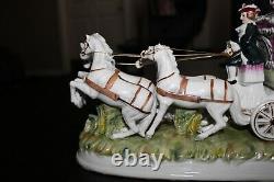 Capodimonte Italian Porcelain Carriage Princess 4 Horse Signed Pacelli