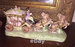 Capodimonte Porcelain Cinderella's Horse Drawn Carriage Vtg 17 Figurine Minte