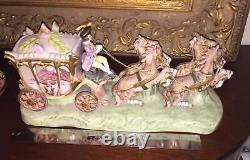 Capodimonte Porcelain Cinderella's Horse Drawn Carriage Vtg 17 Figurine Minte