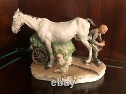 Capodimonte Porcelain Figurine Man Shoeing Horse Signed By Giuseppe Cappe C. 1961