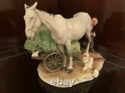 Capodimonte Porcelain Figurine Man Shoeing Horse Signed By Giuseppe Cappe C. 1961