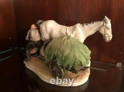 Capodimonte Porcelain Figurine Man Shoeing Horse Signed By Giuseppe Cappe C. 1961