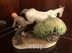 Capodimonte Porcelain Figurine Man Shoeing Horse Signed By Giuseppe Cappe C. 1961