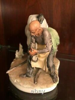 Capodimonte Porcelain Figurine Man Shoeing Horse Signed By Giuseppe Cappe C. 1961