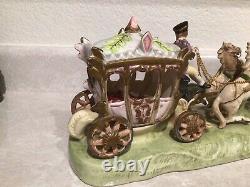 Capodimonte Porcelain Horse Drawn Royal Carriage N Crown Marking Made In Italy