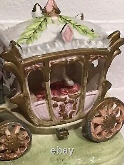 Capodimonte Porcelain Horse Drawn Royal Carriage N Crown Marking Made In Italy