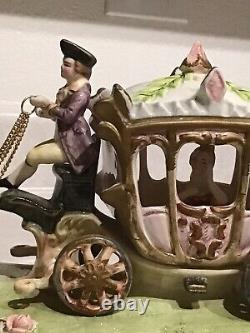 Capodimonte Porcelain Horse Drawn Royal Carriage N Crown Marking Made In Italy