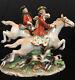 Capodimonte Porcelain Statue Of Fox Hunt Riders On Horses With Hound Dogs