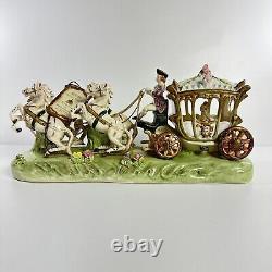 Capodimonte Royal Horse Coach Carriage Porcelain 14 Figural Vintage 1960