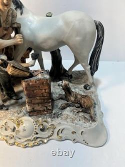 Capodimonte Sculpture Figure Ferrier Horse Italy Porcelain Antique Marked Large