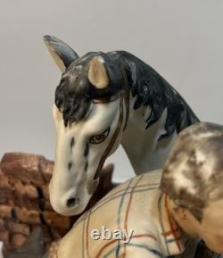 Capodimonte Sculpture Figure Ferrier Horse Italy Porcelain Antique Marked Large