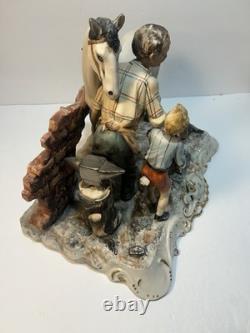 Capodimonte Sculpture Figure Ferrier Horse Italy Porcelain Antique Marked Large