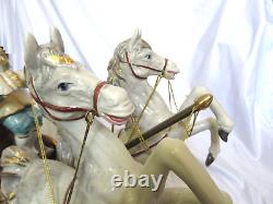 Capodimonte X-Large Italian Horse Carriage Porcelain Lamp Fringe Shade EUC XSR
