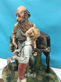 Capodimonte porcelain, Boy With A Toy Horse Italy Stamped