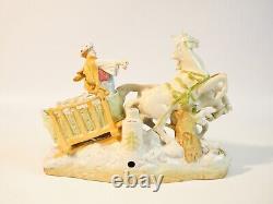 Carl Schneider German Porcelain Horse Drawn Winter Carriage Figurine