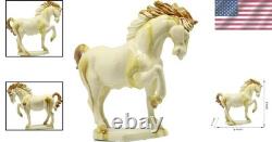 Ceramic Horse Sculpture Animal Decor Figurine Ivory Art Deco Home Office
