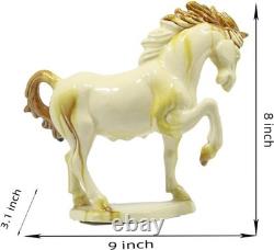 Ceramic Horse Sculpture Animal Decor Figurine Ivory Art Deco Home Office