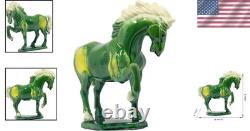 Ceramic Horse Sculpture Home Office Décor Art Deco Green 8 Inches