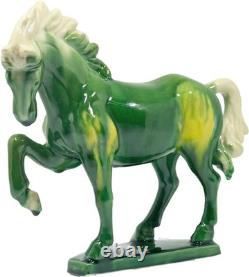 Ceramic Horse Sculpture Home Office Décor Art Deco Green 8 Inches