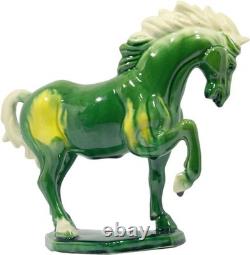 Ceramic Horse Sculpture Home Office Décor Art Deco Green 8 Inches
