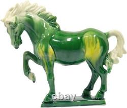 Ceramic Horse Sculpture Home Office Décor Art Deco Green 8 Inches