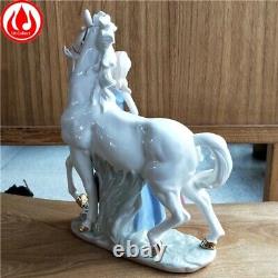 Ceramic White Horse Princess Figurine Porcelain Craft Ornament Home Decor Gift