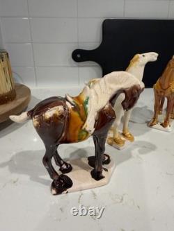 Chinese Ceramic Horse Figurines Set of 6 Multicolor Collectible Figures