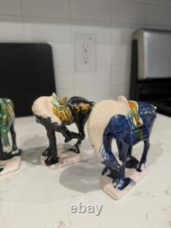 Chinese Ceramic Horse Figurines Set of 6 Multicolor Collectible Figures