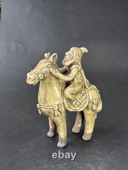 Chinese Ceramic Human Riding Horse Figurine Xiangzhou Kiln Porcelain Barbarian