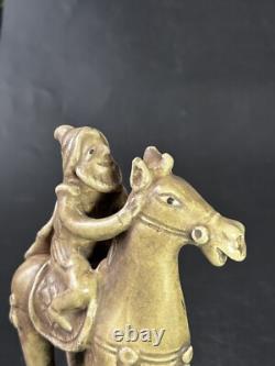 Chinese Ceramic Human Riding Horse Figurine Xiangzhou Kiln Porcelain Barbarian