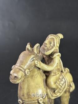 Chinese Ceramic Human Riding Horse Figurine Xiangzhou Kiln Porcelain Barbarian