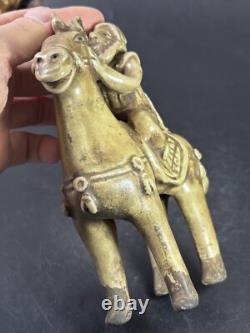 Chinese Ceramic Human Riding Horse Figurine Xiangzhou Kiln Porcelain Barbarian