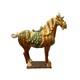 Chinese Distressed Tan Brown Color Glazed Ceramic Horse Figure Ws3396
