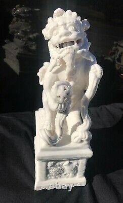 Chinese Foo Dog Ceramic Porcelain Vintage Statue Figurine With Horses Peacocks