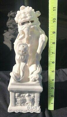 Chinese Foo Dog Ceramic Porcelain Vintage Statue Figurine With Horses Peacocks