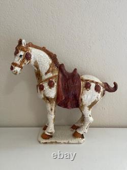 Chinese Large Ceramic Crackled Glaze Tang or Ming Style Horse Figurine