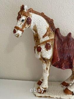 Chinese Large Ceramic Crackled Glaze Tang or Ming Style Horse Figurine