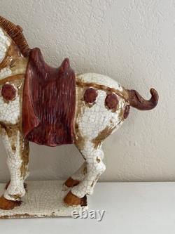 Chinese Large Ceramic Crackled Glaze Tang or Ming Style Horse Figurine