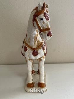 Chinese Large Ceramic Crackled Glaze Tang or Ming Style Horse Figurine