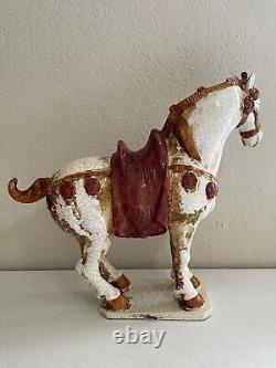 Chinese Large Ceramic Crackled Glaze Tang or Ming Style Horse Figurine