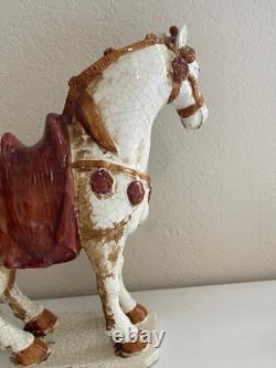 Chinese Large Ceramic Crackled Glaze Tang or Ming Style Horse Figurine