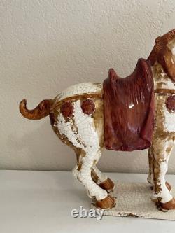 Chinese Large Ceramic Crackled Glaze Tang or Ming Style Horse Figurine